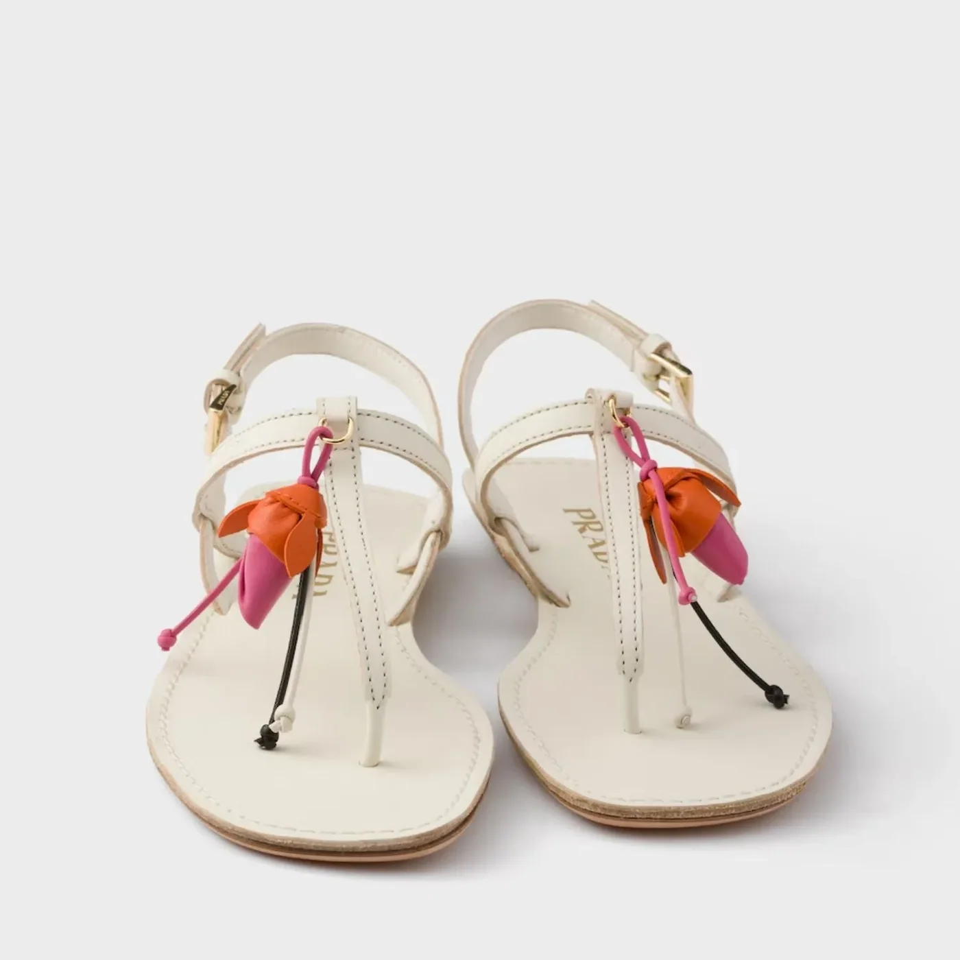 Prada Antiqued Thong Floral Ornament Sandals Chalk White 1Y510O_V69_F0K74_F_005 Prada Antiqued Thong Floral Ornament Sandals Chalk White 1Y510O_V69_F0K74_F_005