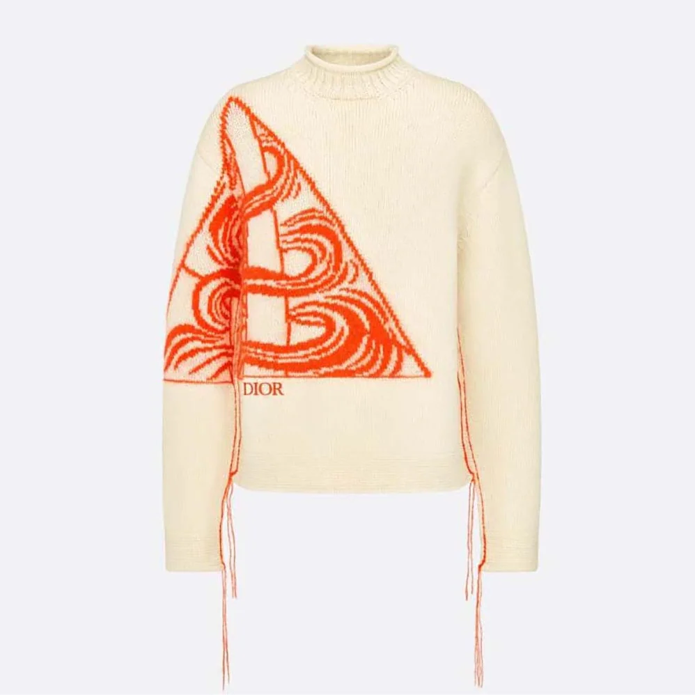 Dior Sweater White Wool and Mohair for Men in Blend Jacquard Dior Sweater White Wool and Mohair for Men in Blend Jacquard