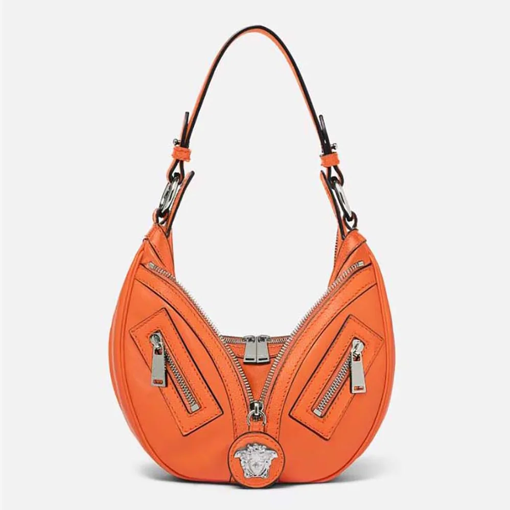 Versace Repeat Small Hobo Bag for Women in Orange Versace Repeat Small Hobo Bag for Women in Orange
