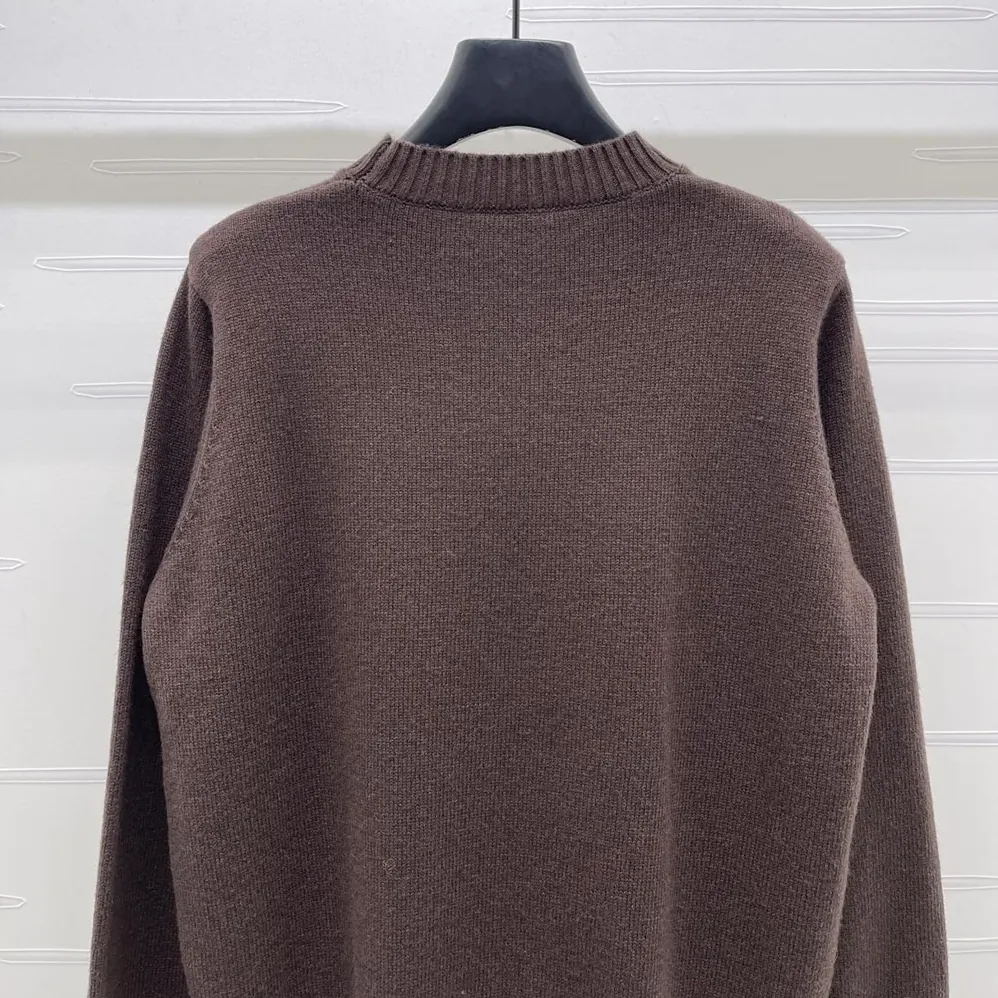 Prada Cashmere And Wool Prada Logo Crew-Neck Sweater for Men in Dark Brown
