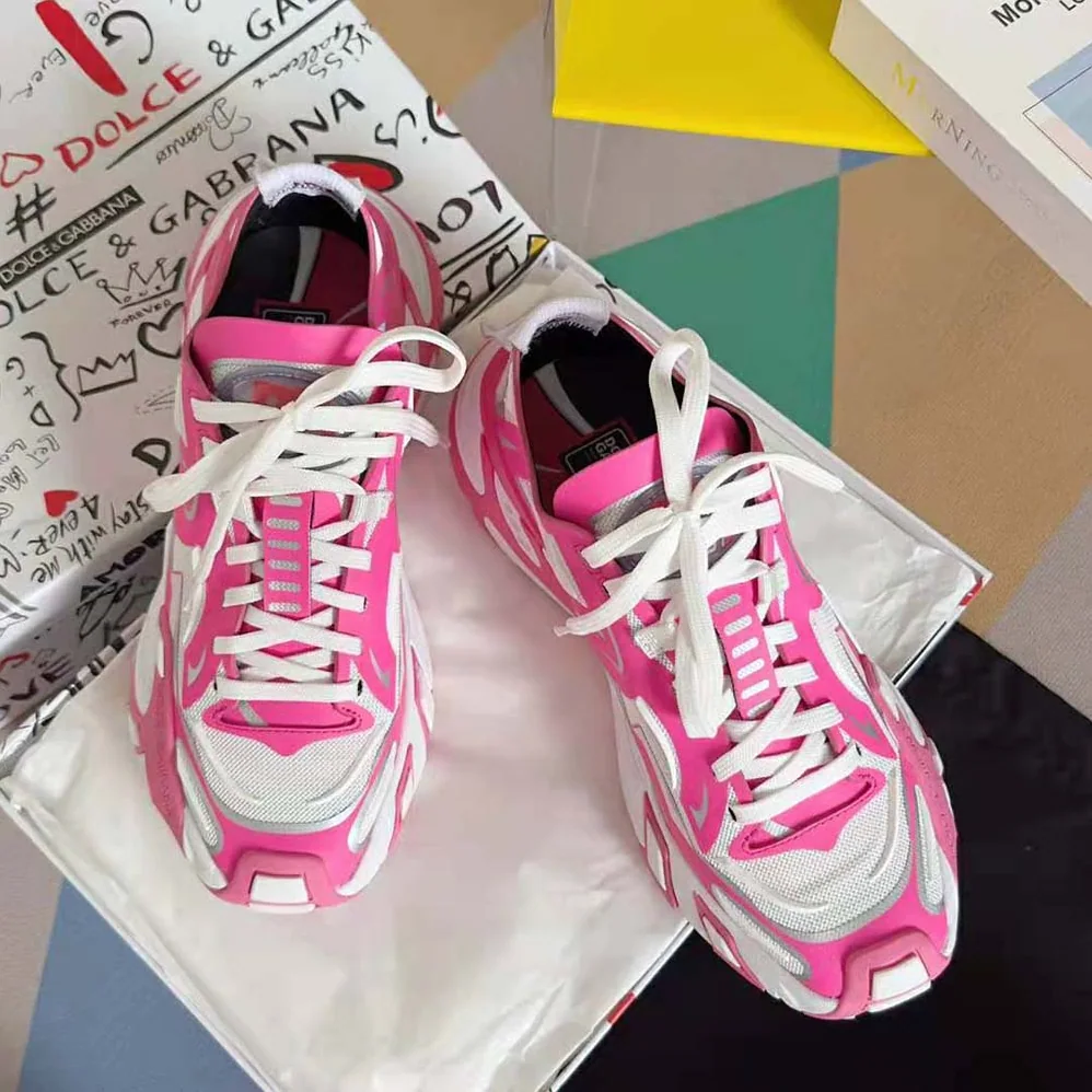Dolce Gabbana D&G Technical Fabric Fast Sneakers for Women in Pink Dolce Gabbana D&G Technical Fabric Fast Sneakers for Women in Pink