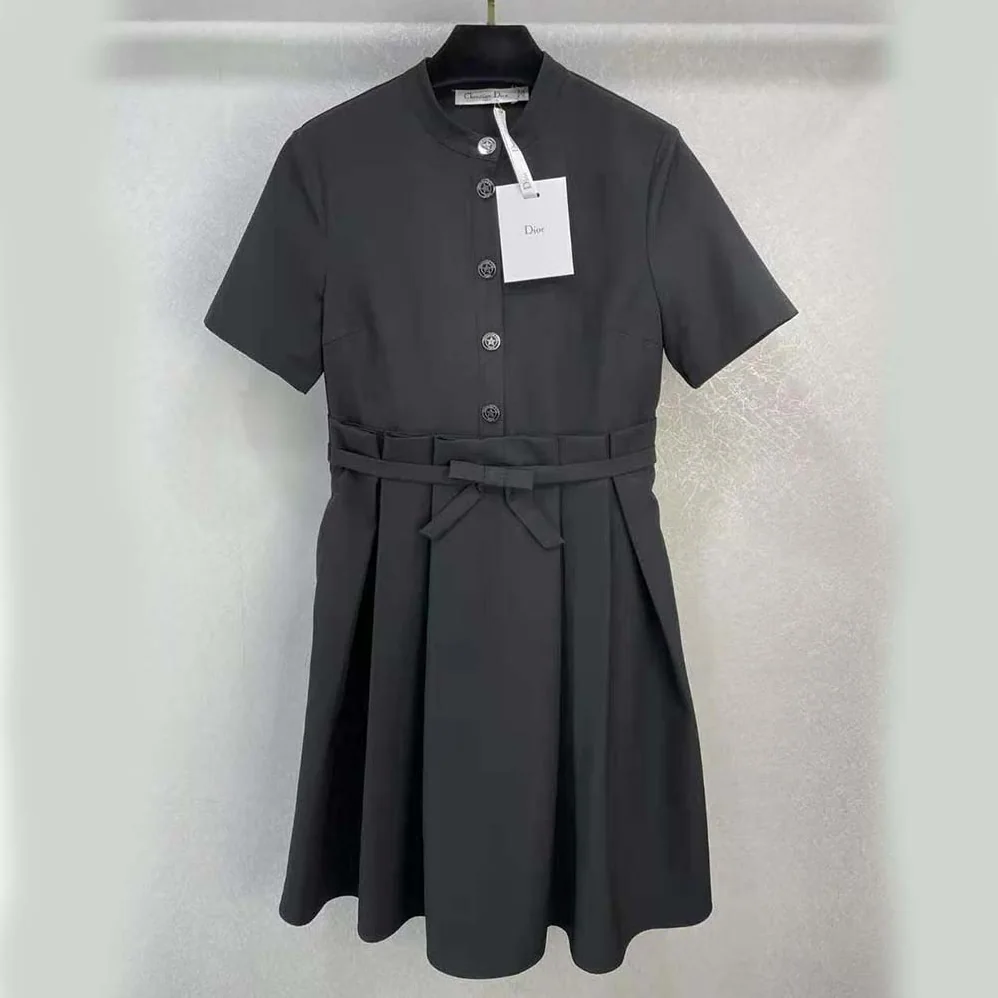 Dior Short Flared Dress Black Wool and Silk for Women Dior Short Flared Dress Black Wool and Silk for Women