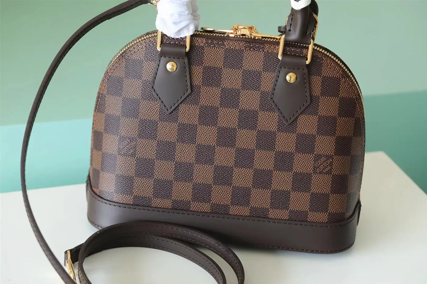 Louis Vuitton Alma BB Top Handle Bag in Brown Gold Hardware Louis Vuitton Alma BB Top Handle Bag in Brown Gold Hardware