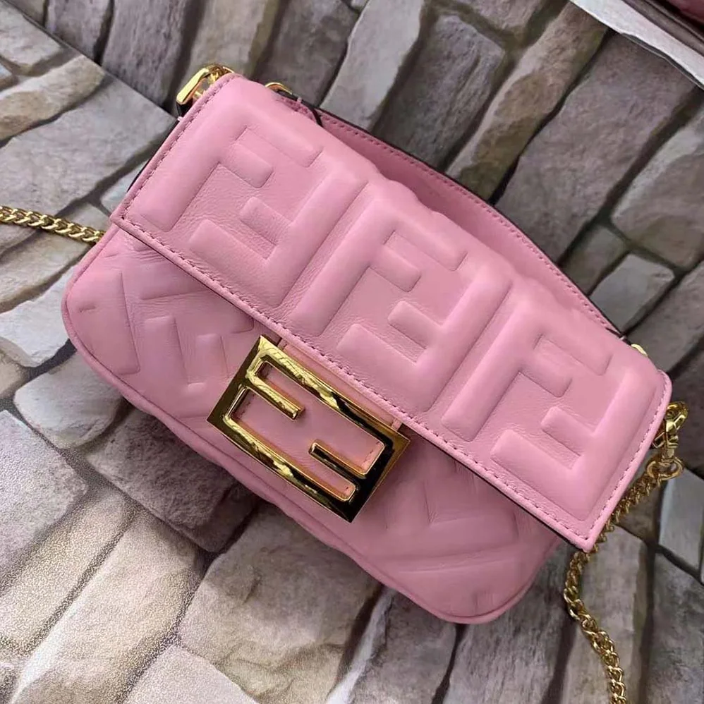 Fendi Baguette Soft Nappa Leather Bag for Women in Pink
