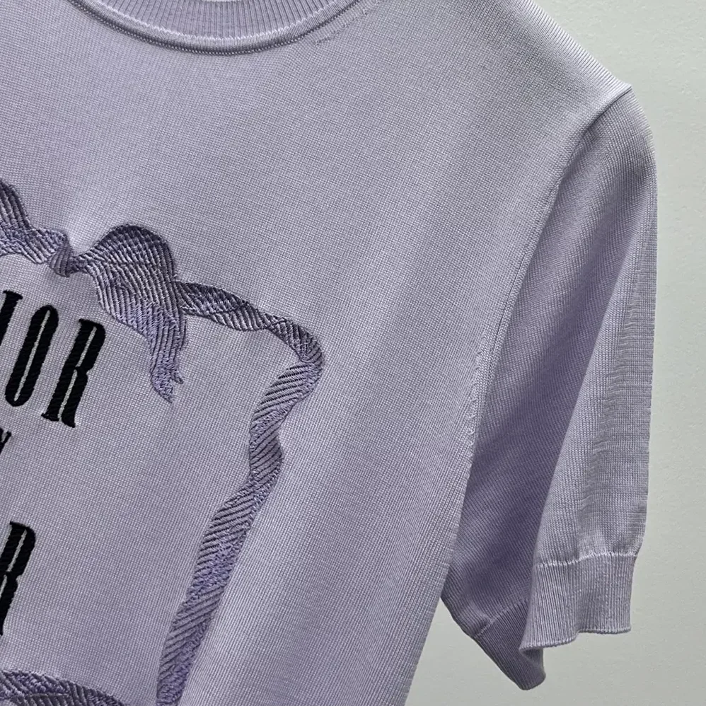 Dior Book Cover Short-Sleeved Sweater Lilas Silk Knit for Women