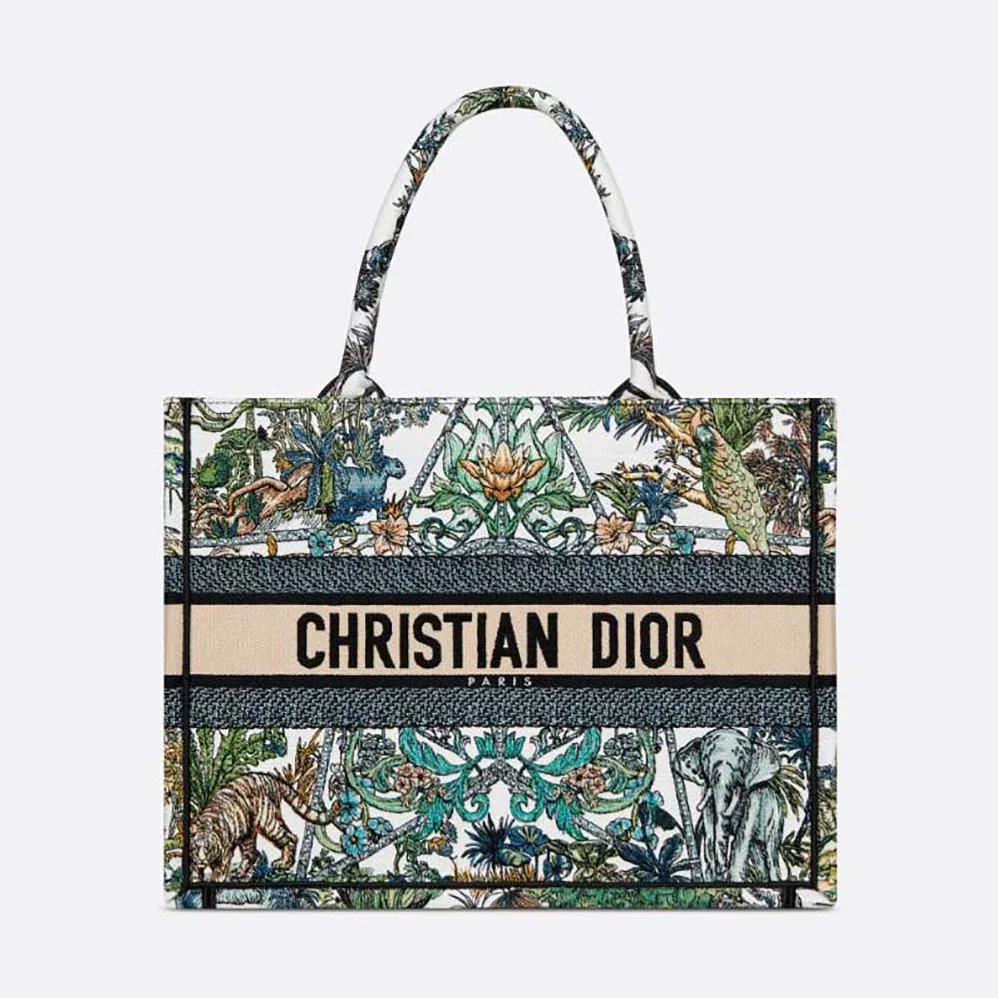 Dior Medium Dior Book Tote White Multicolor Étoile de Voyage Embroidery for Women