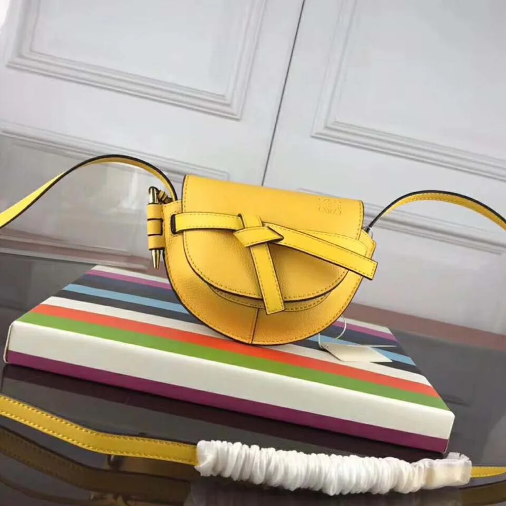Loewe Gate Mini Bag Yellow Soft Grained Calf Leather for Women