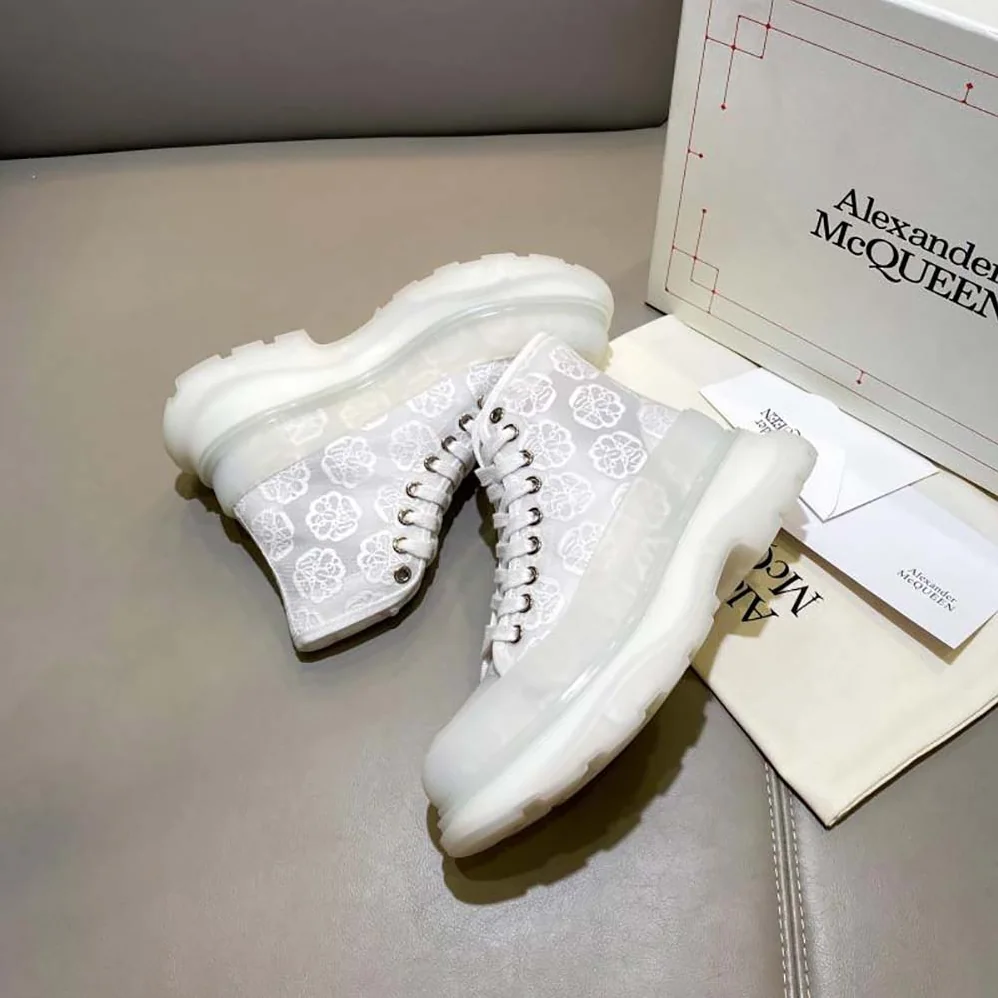Alexander Mcqueen Tread Slick Boot for Women in White