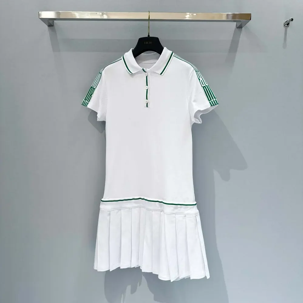 Dior Vibe Short Pleated Dress White Cotton Jersey for Women