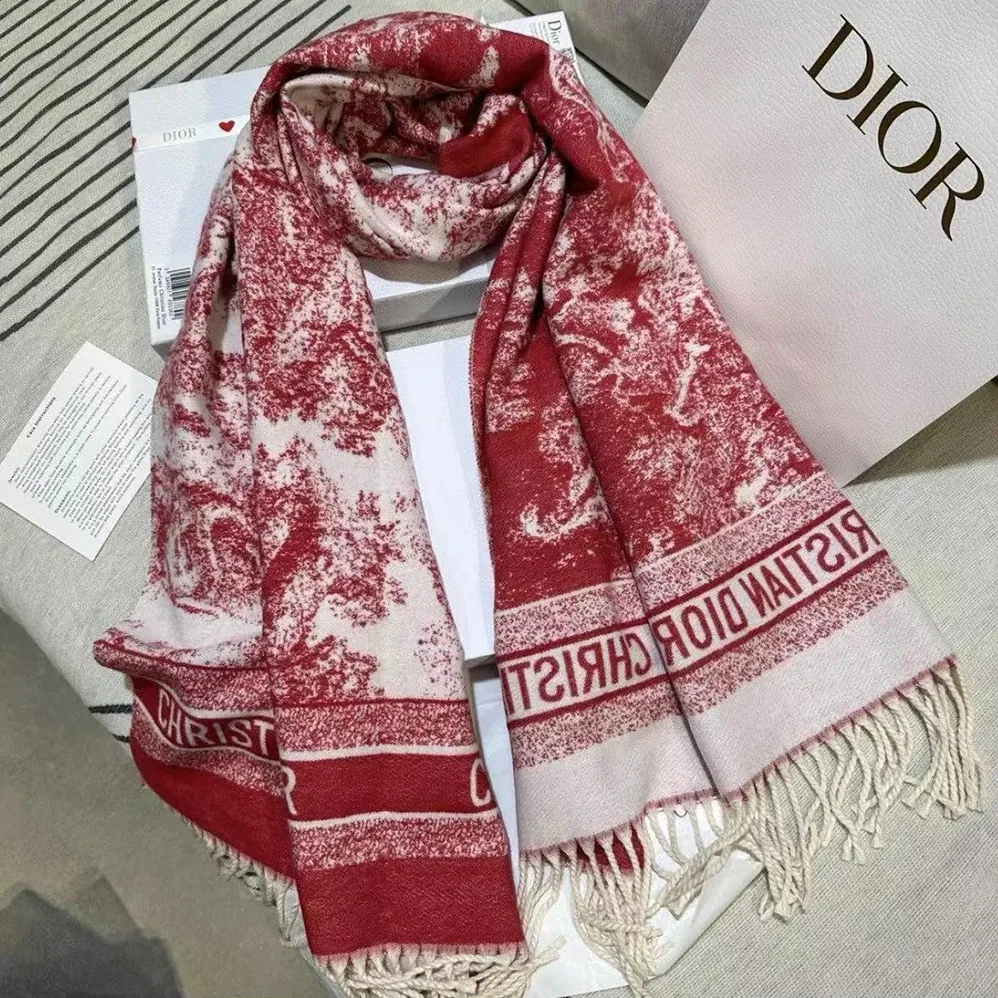 Dior Toile de Jouy Sauvage Scarf Red Cashmere and Wool for Women Dior Toile de Jouy Sauvage Scarf Red Cashmere and Wool for Women