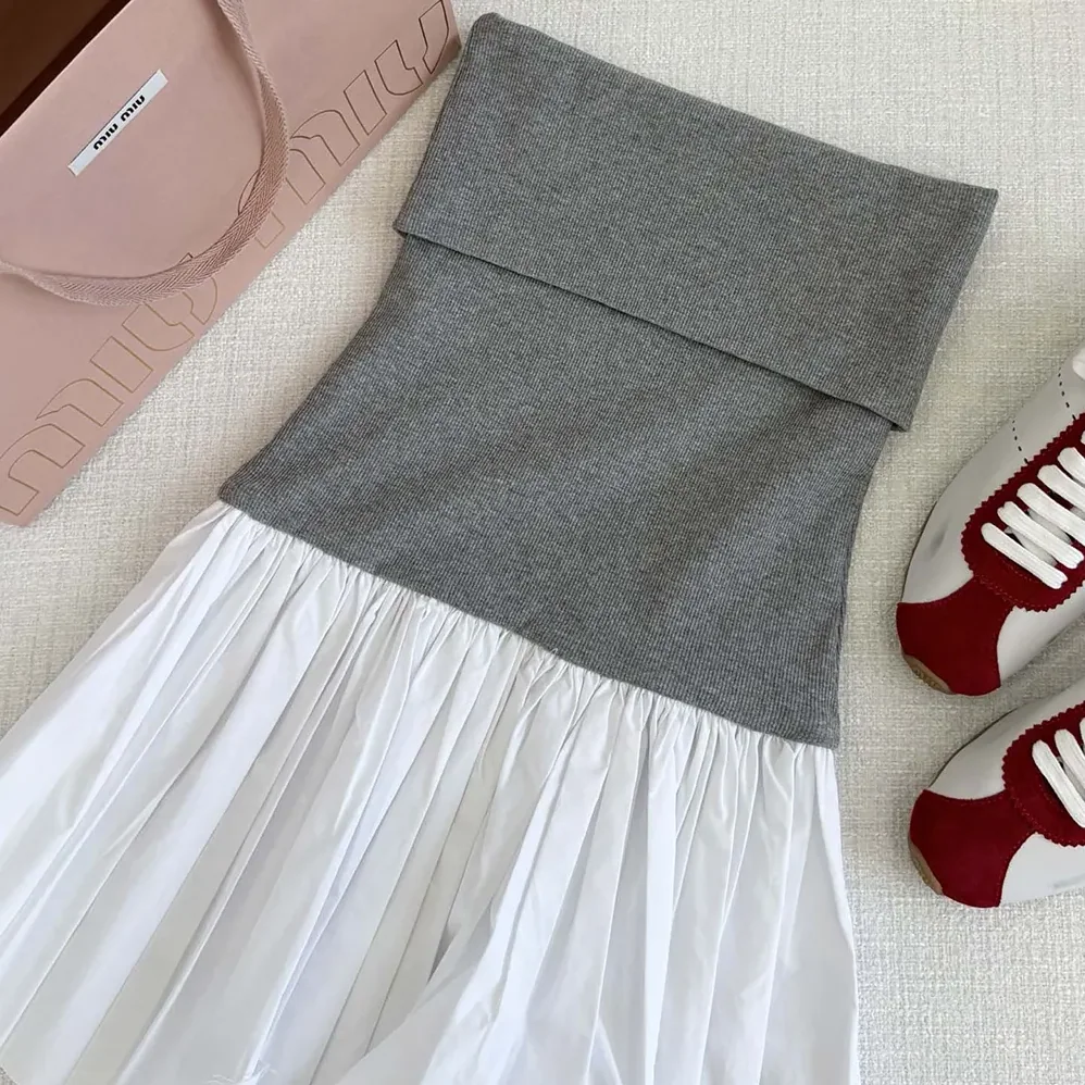 Miu Miu Poplin and Jersey Miniskirt for Women in White Miu Miu Poplin and Jersey Miniskirt for Women in White