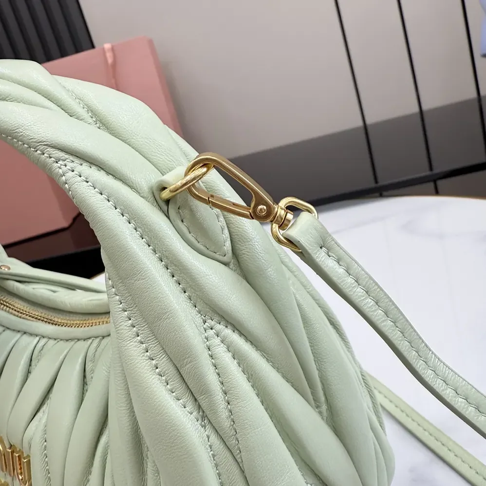 Miu Miu Wander Matelassé Nappa Leather Hobo Bag for Women in Aqua