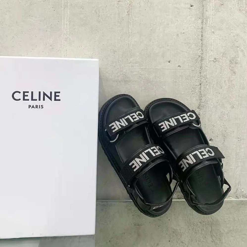 Celine Bulky Outdoor Sandal in Calfskin for Women in Black