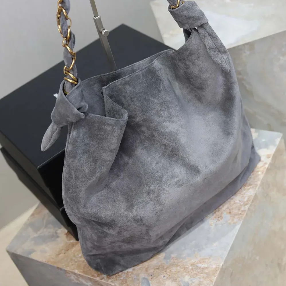 Saint Laurent YSL Amalia In Suede for Women in Gray Saint Laurent YSL Amalia In Suede for Women in Gray