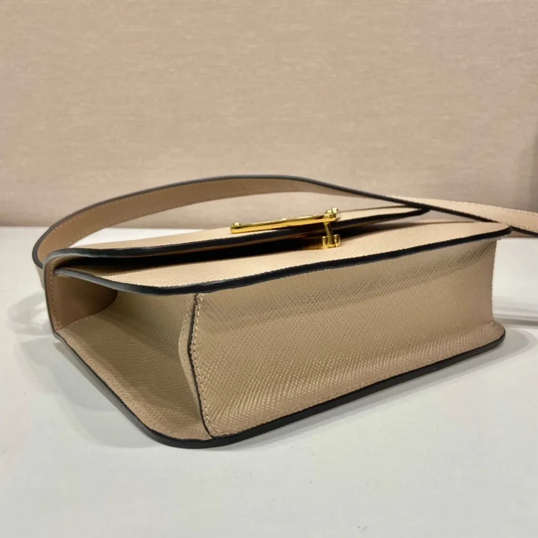 Prada Embleme Shoulder Bag / Beige Saffiano Gold Hardware 1BD320_2A4A_F0036_V_UTO Prada Embleme Shoulder Bag / Beige Saffiano Gold Hardware 1BD320_2A4A_F0036_V_UTO