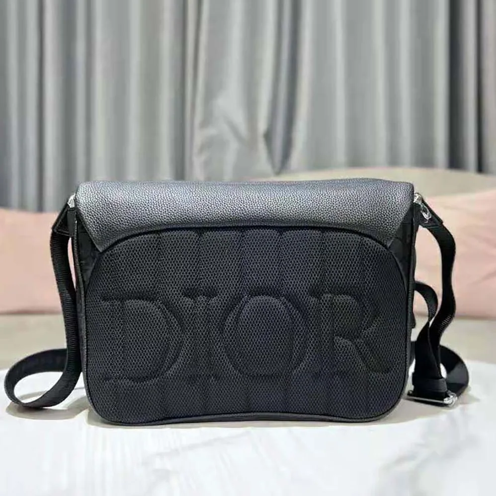 Dior Explorer Messenger Bag Black Dior Oblique Mirage Technical Fabric and Grained Calfskin for Men