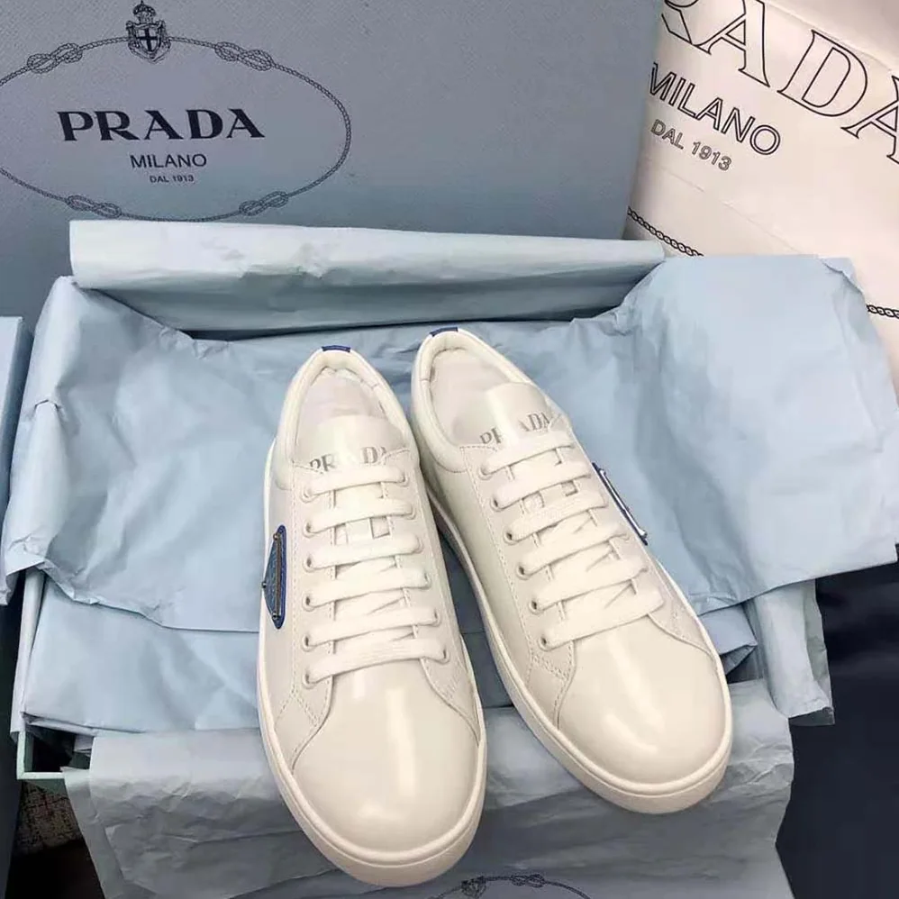 Prada Brushed Leather Sneakers for Men in Blue Prada Brushed Leather Sneakers for Men in Blue