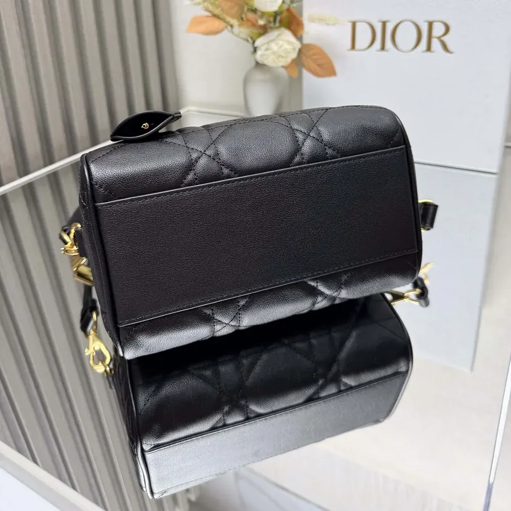 Dior Dior Groove 20 Bag Black Macrocannage Calfskin for Women