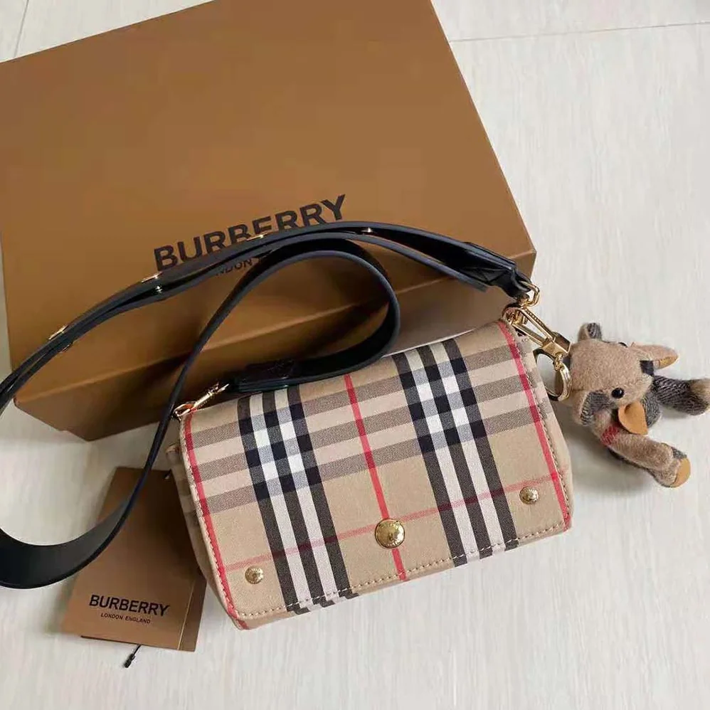 Burberry Small Vintage Check and Leather Crossbody Bag for Women in Brown Burberry Small Vintage Check and Leather Crossbody Bag for Women in Brown