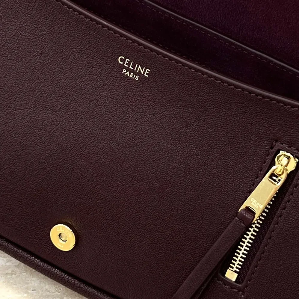 Celine Little Halfmoon Soft Triomphe in Supple Shiny Lambskin for Women in Maroon Celine Little Halfmoon Soft Triomphe in Supple Shiny Lambskin for Women in Maroon