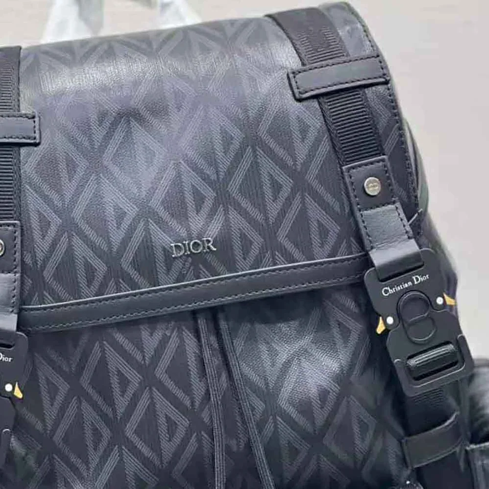 Dior Hit the Road Backpack Black CD Diamond Canvas for Men Dior Hit the Road Backpack Black CD Diamond Canvas for Men