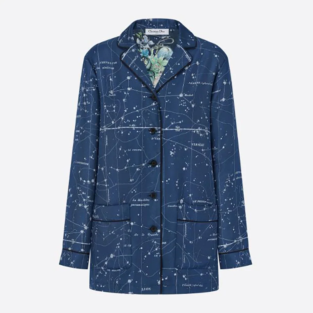 Dior Chez Moi Jacket Blue Dior Zodiac Silk Twill for Women