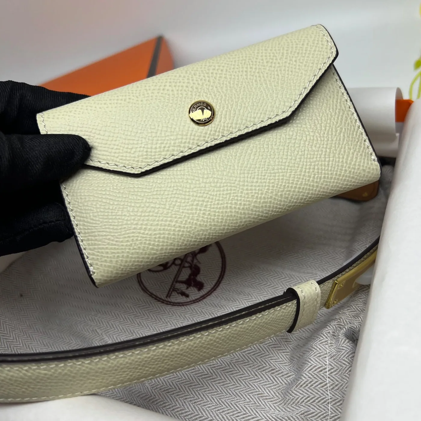 Hermes Kelly Pocket 18 Belt Craie Hermes Kelly Pocket 18 Belt Craie