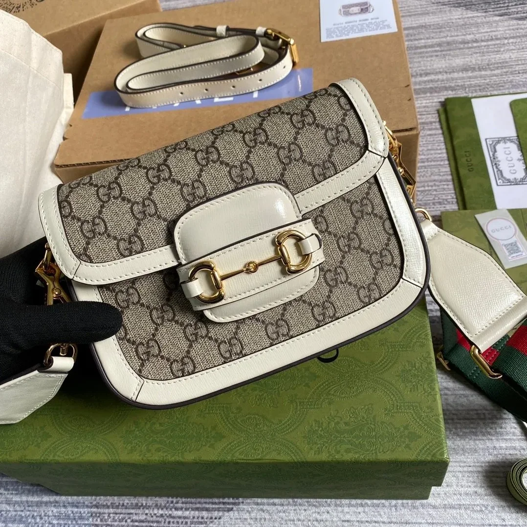 Gucci Horsebit 1955 GG Mini Bag White