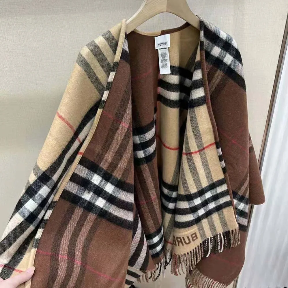 Burberry Contrast Check Wool Cashmere Cape for Women