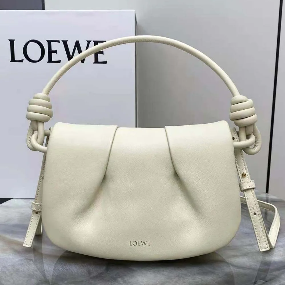 Loewe Paseo Satchel in Shiny Nappa Calfskin for Women in White