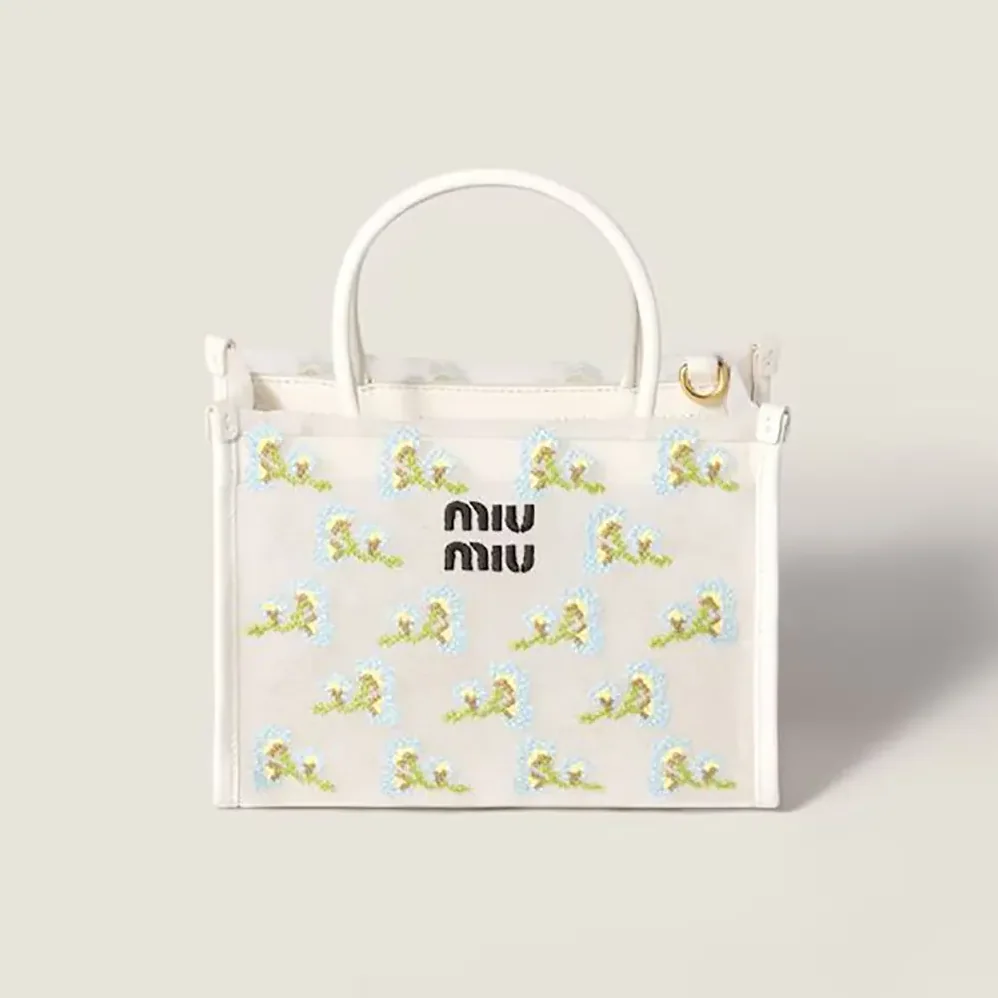 Miu Miu Embroidered Mesh Top for Women in Handle Bag Miu Miu Embroidered Mesh Top for Women in Handle Bag