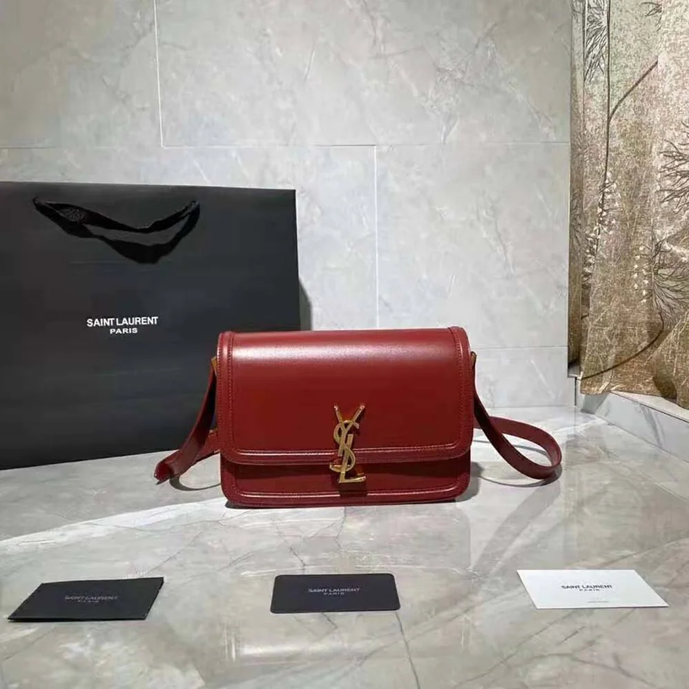 Saint Laurent YSL Solferino Medium Satchel in Box Saint Laurent Leather for Women in Maroon Saint Laurent YSL Solferino Medium Satchel in Box Saint Laurent Leather for Women in Maroon