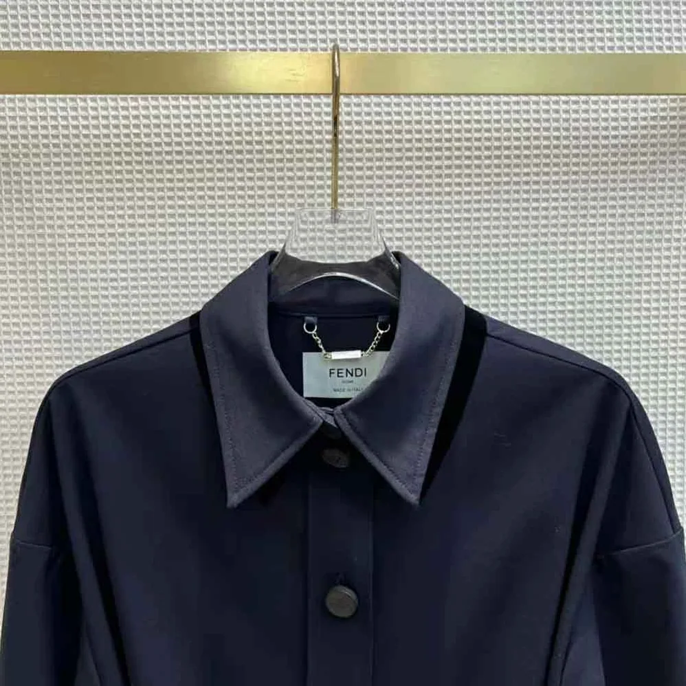 Fendi Single-Breasted Blue Wool Go for Women in To Jacket