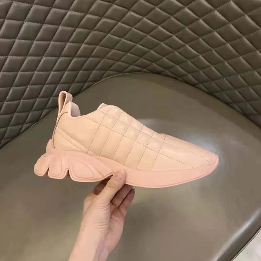 Burberry Quilted Leather Classic Sneakers for Unisex in Sandy Burberry Quilted Leather Classic Sneakers for Unisex in Sandy