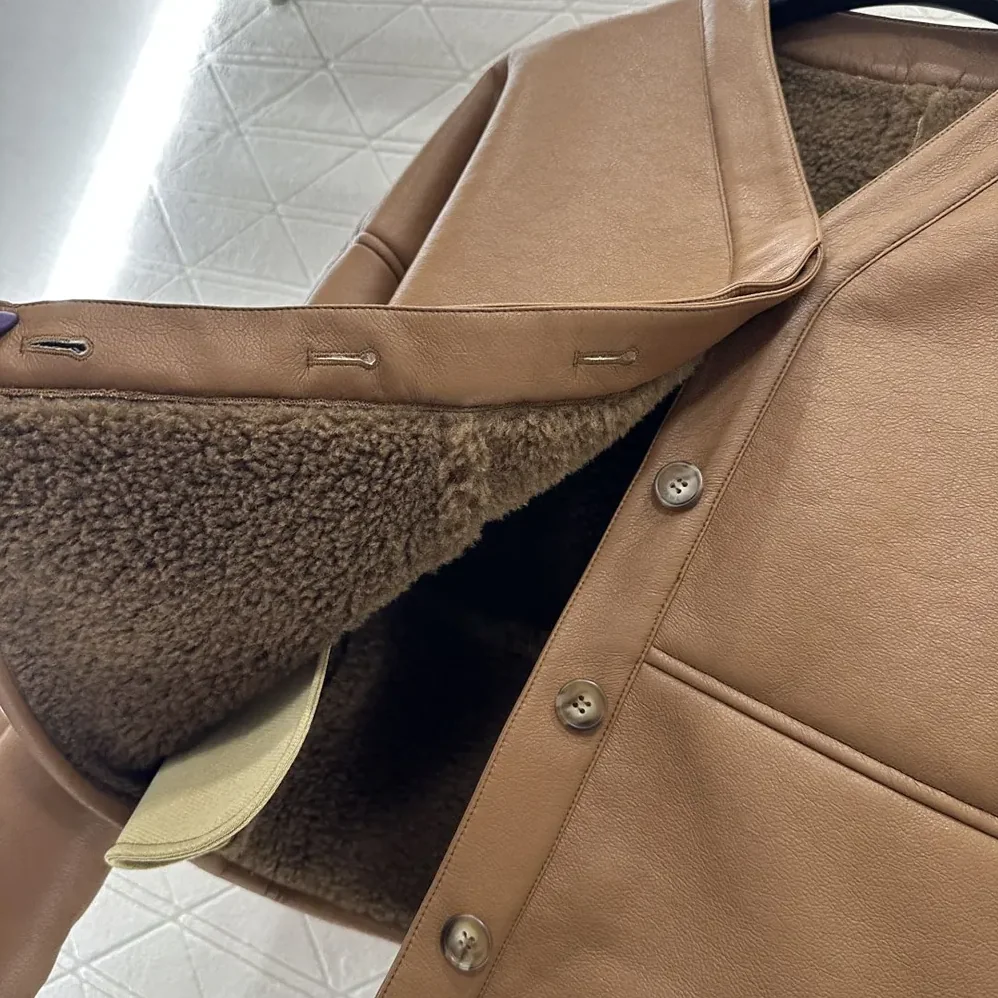 Loewe Pebble Cardigan in Shearling for Women in Brown Loewe Pebble Cardigan in Shearling for Women in Brown