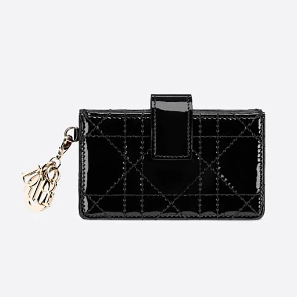 Dior Lady Dior 5-Gusset Card Holder Black Patent Cannage Calfskin for Women Dior Lady Dior 5-Gusset Card Holder Black Patent Cannage Calfskin for Women