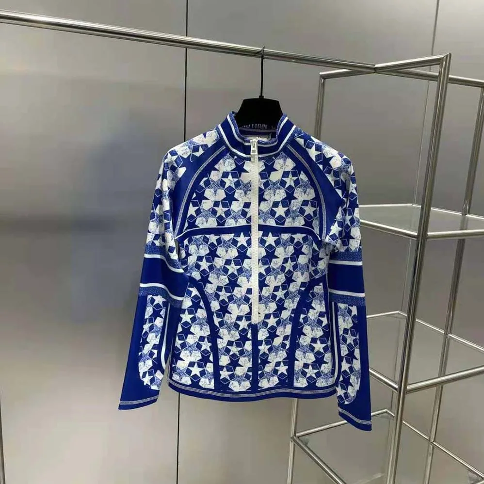 Dior Zipped Jacket Fluorescent Blue Dior Étoile Technical Jersey for Women Dior Zipped Jacket Fluorescent Blue Dior Étoile Technical Jersey for Women