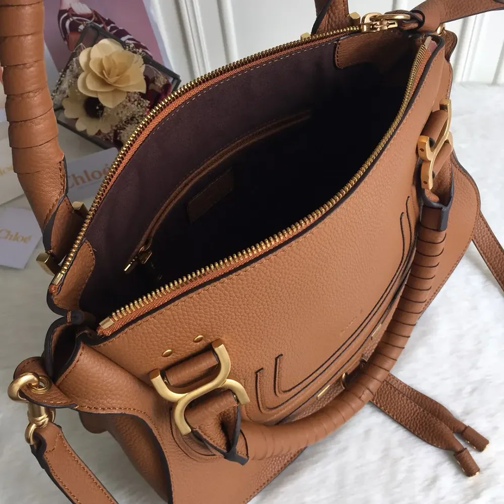 Chloe Marcie Bag in Grained Leather for Women in Tan