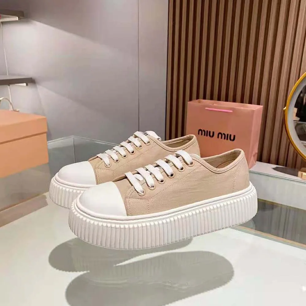 Miu Miu Denim Sneakers EVA Sole with Logo for Women in Pink Miu Miu Denim Sneakers EVA Sole with Logo for Women in Pink