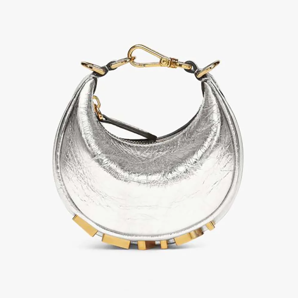 Fendi Nano Fendigraphy Silver Leather Charm for Women