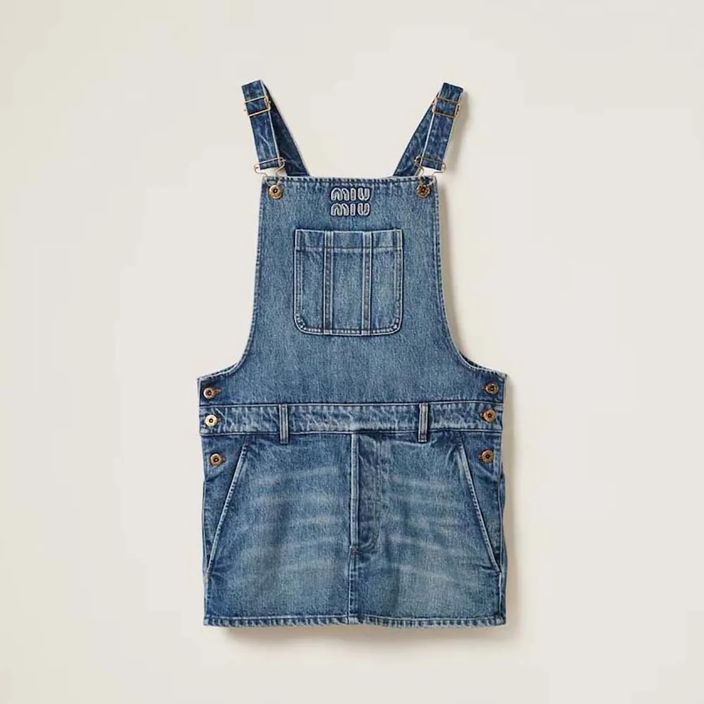 Miu Miu Denim Bib Mini-dress-Navy GWA207_139G_F0008 for Women Miu Miu Denim Bib Mini-dress-Navy GWA207_139G_F0008 for Women