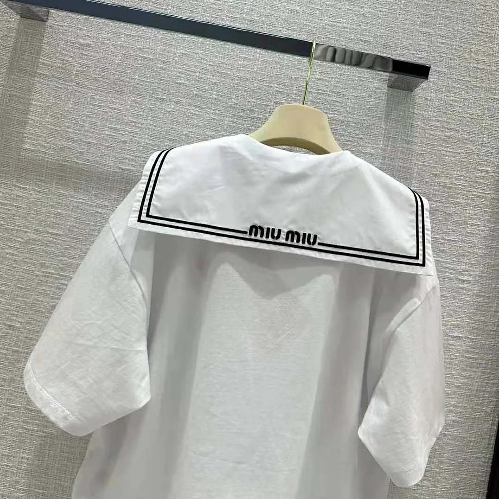 Miu Miu Embroidered Cotton T for Women in shirt with Embroidered Logo Miu Miu Embroidered Cotton T for Women in shirt with Embroidered Logo