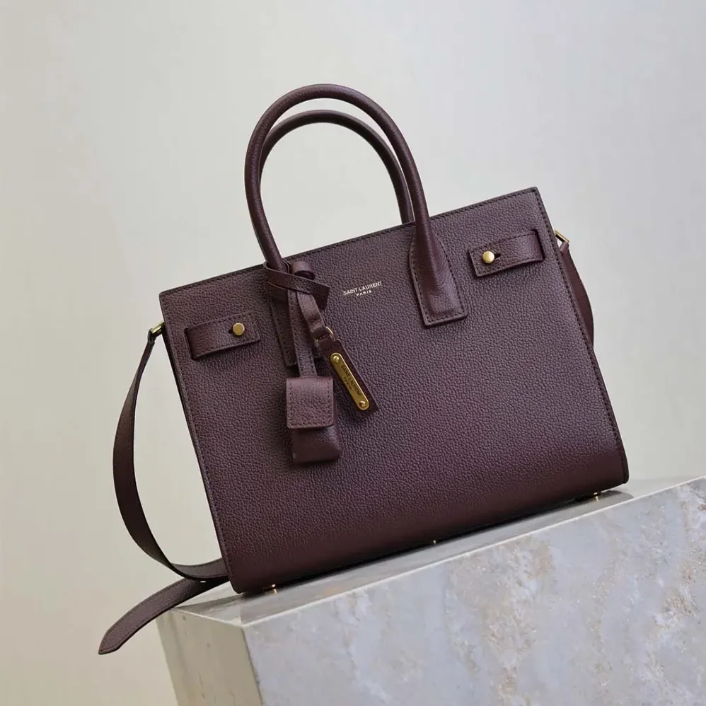 Saint Laurent YSL Nano Sac De Jour In Supple Grained Leather for Women in Maroon Saint Laurent YSL Nano Sac De Jour In Supple Grained Leather for Women in Maroon