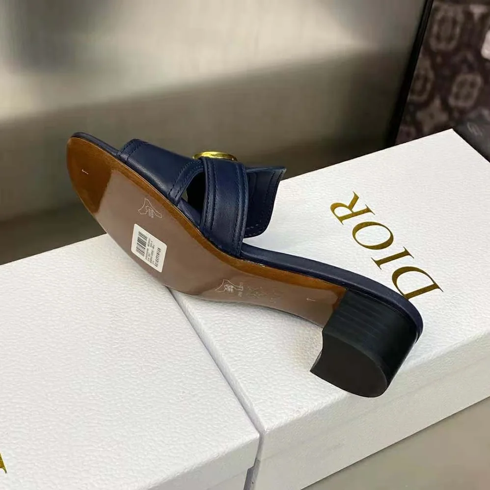Dior 30 Montaigne Heeled Slide Black Calfskin for Women Dior 30 Montaigne Heeled Slide Black Calfskin for Women