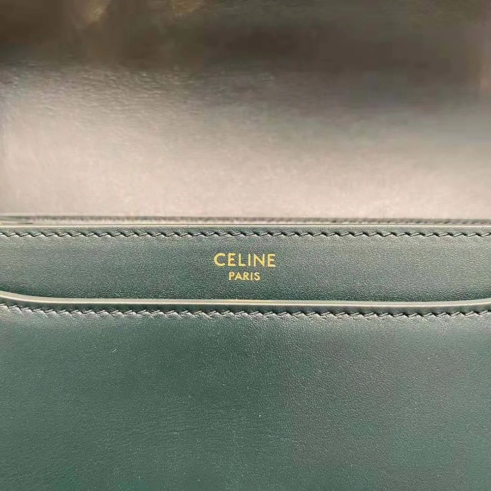 Celine Chain Bag 16 in Satinated Calfskin for Women in Green Celine Chain Bag 16 in Satinated Calfskin for Women in Green