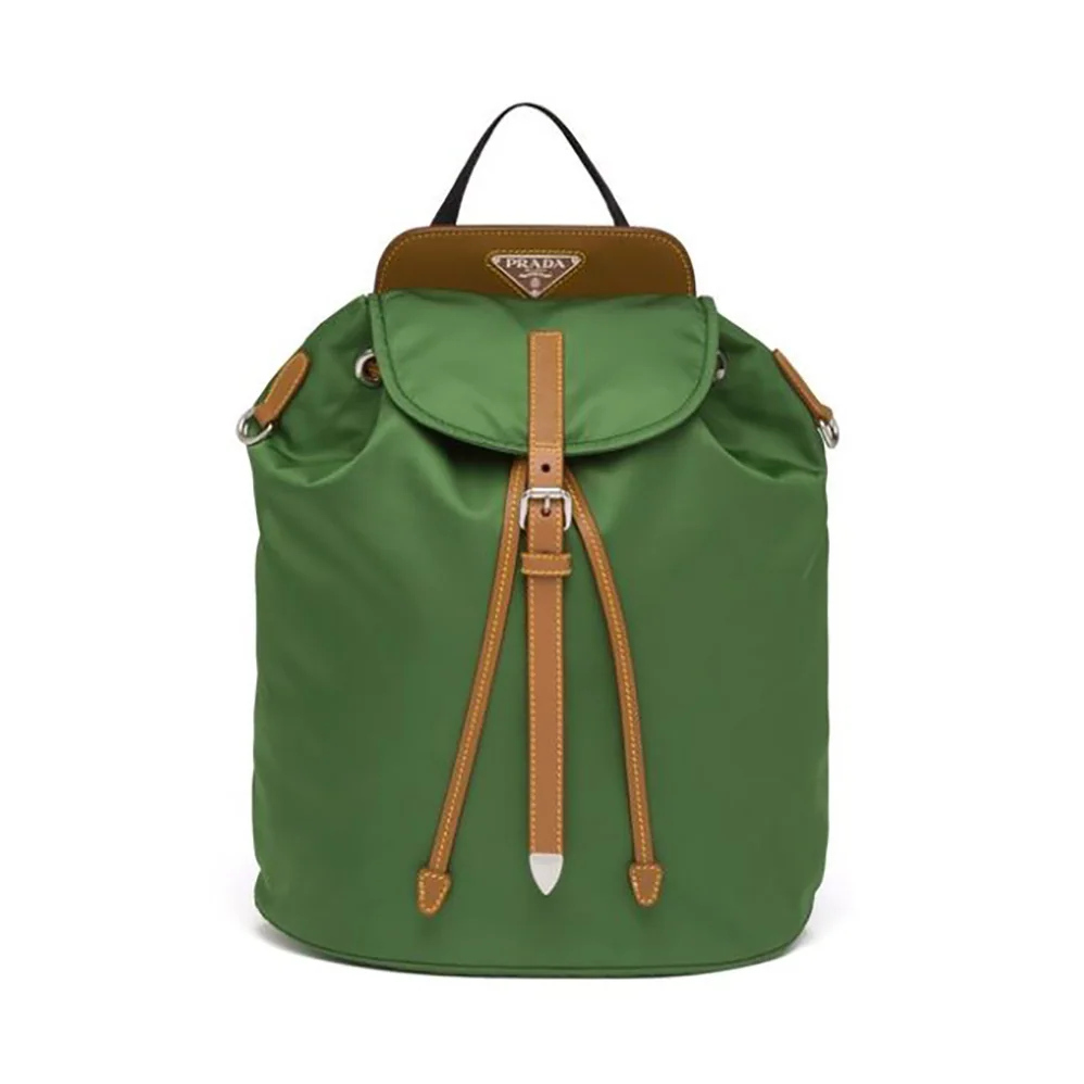 Prada Nylon and Saffiano Leather Backpack for Women in Green