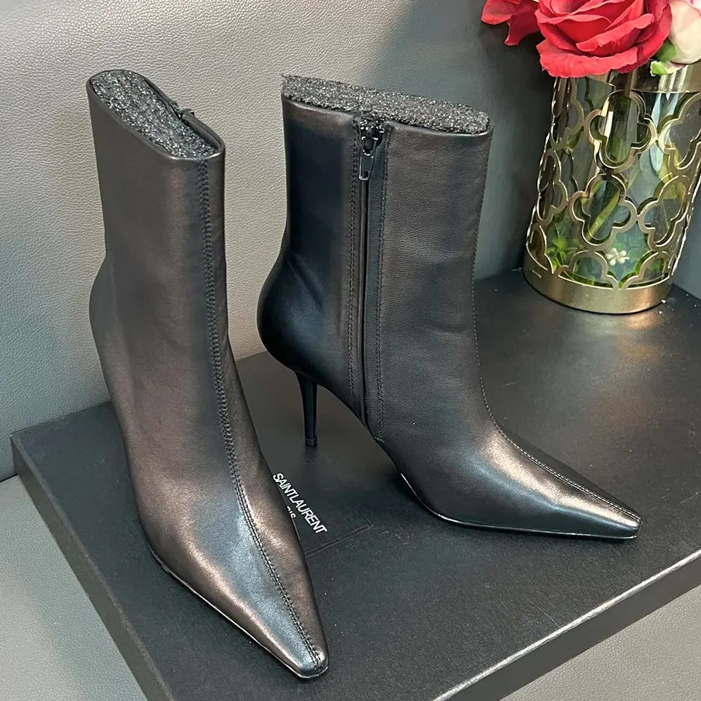 Saint Laurent YSL Ashley Booties In Smooth Leather Black for Women Saint Laurent YSL Ashley Booties In Smooth Leather Black for Women
