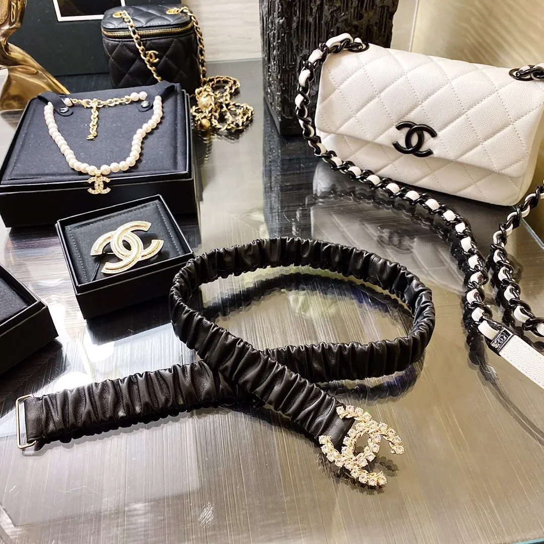 Chanel Twinkle Stone Interlocking C Buckle Belt Black Chanel Twinkle Stone Interlocking C Buckle Belt Black