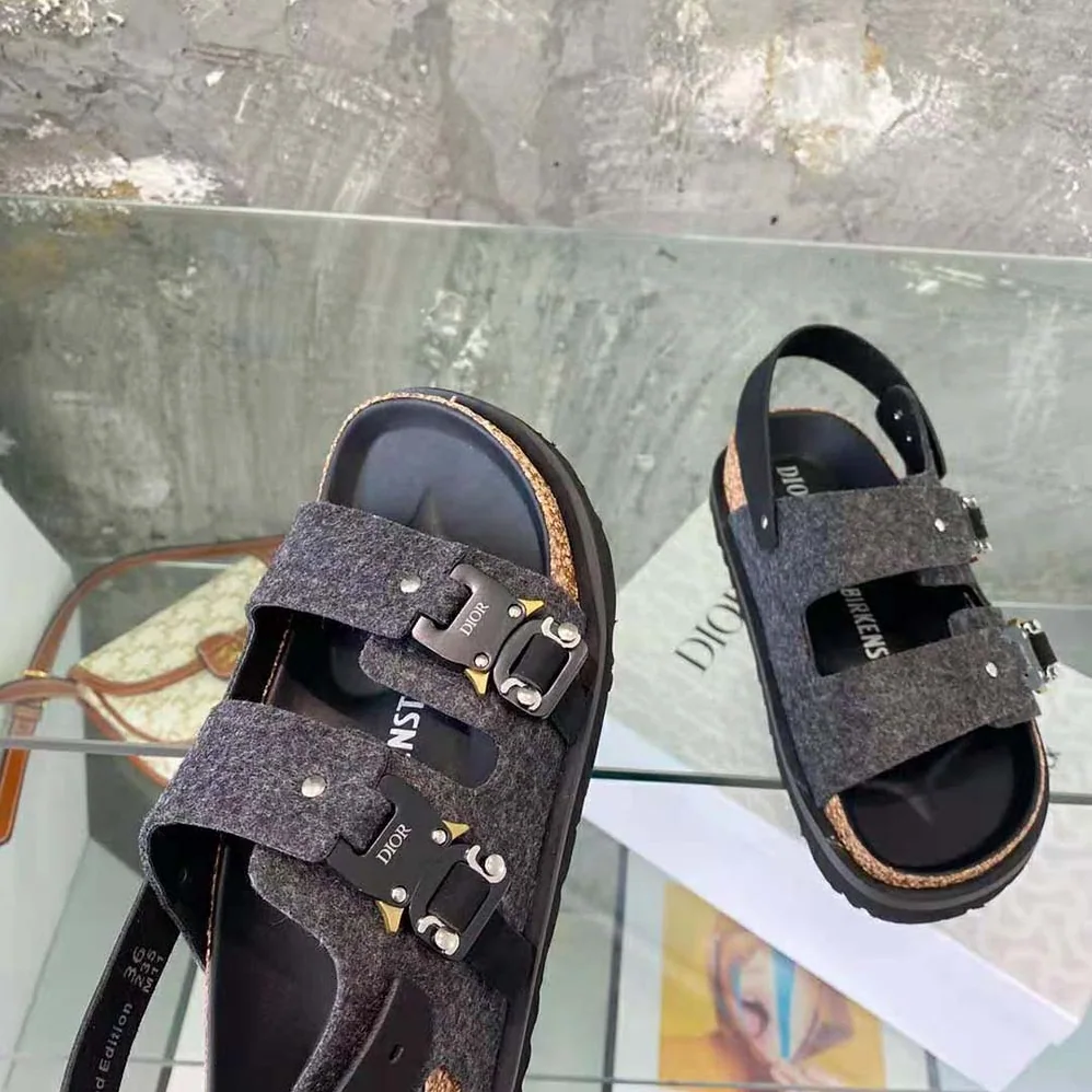 Dior By Birkenstock Milano Sandal Black Nubuck Calfskin for Men