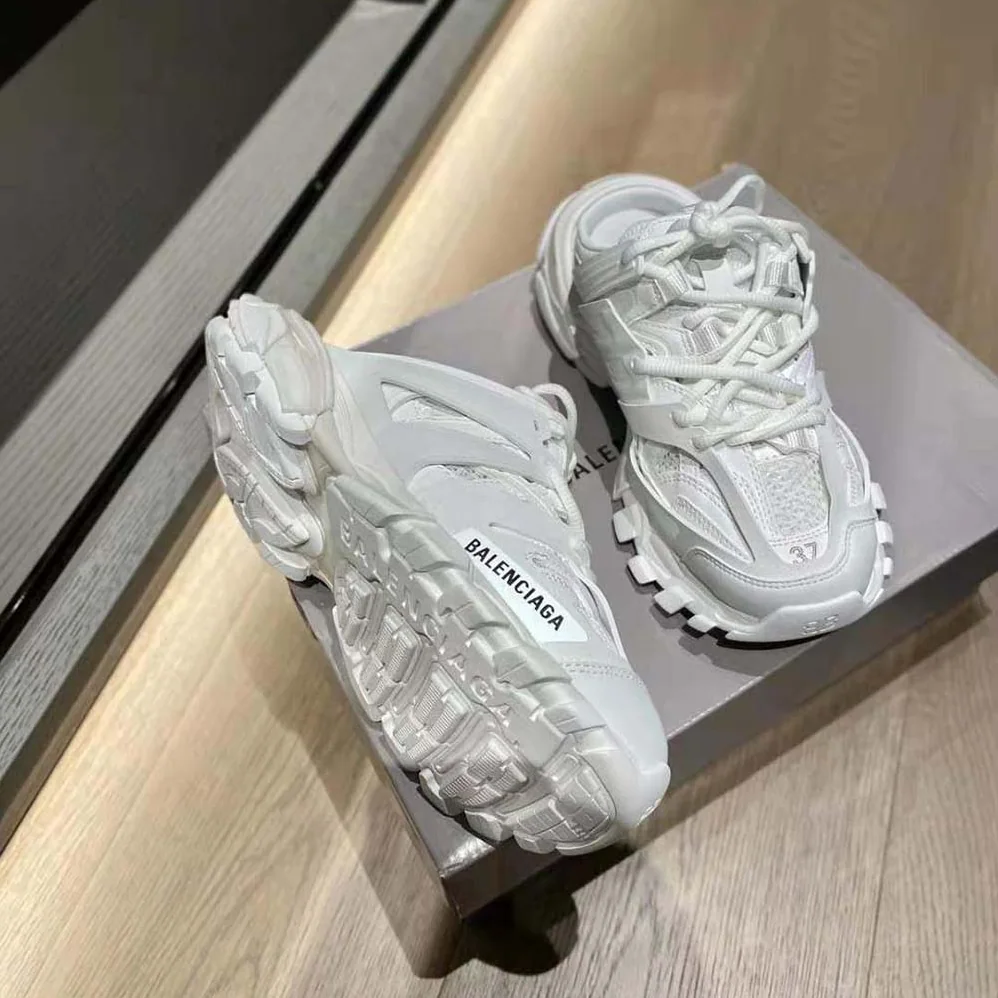 Balenciaga Track Mule in White Mesh and Nylon for Women Balenciaga Track Mule in White Mesh and Nylon for Women